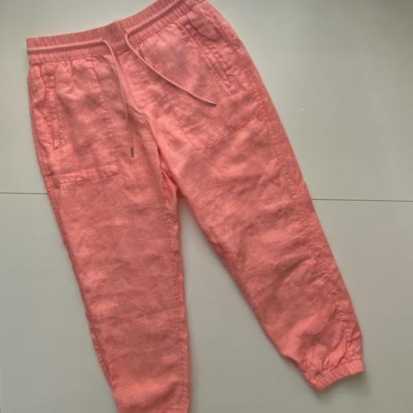 Athleta Retreat 100% Linen Sunset Glow Orange Jogger pants NWOT Size 8 - Picture 5 of 13